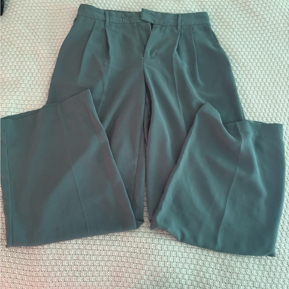 a new day Green Dress Pants Classic Pleated Design